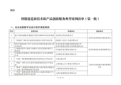 智能建造新技術新產品創新服務典型案例（第一批）公布 技術服務引領建筑業數字化轉型新浪潮